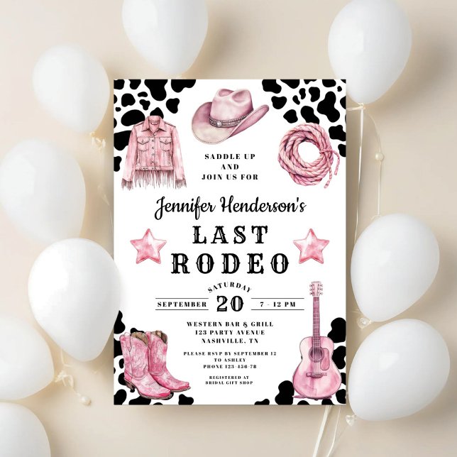 Pink Last Rodeo Bachelorette Invitation (Pink Last Rodeo Bachelorette Invitation)