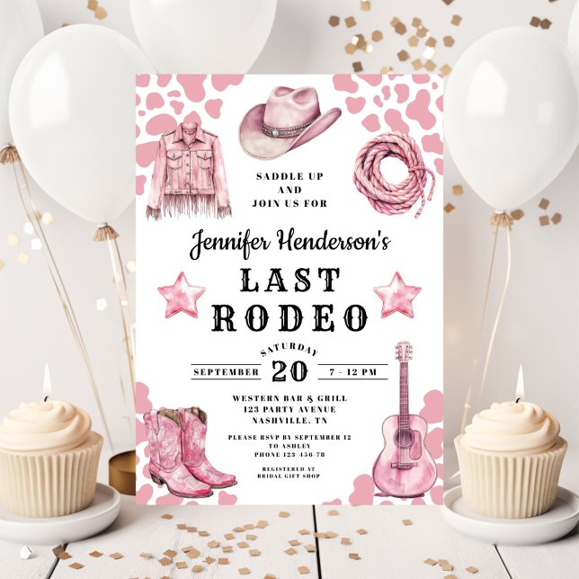 Pink Last Rodeo Bachelorette Invitation (Pink Last Rodeo Bachelorette Invitation)