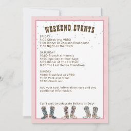 Pink Last Rodeo Bachelorette Party Invitation | Zazzle
