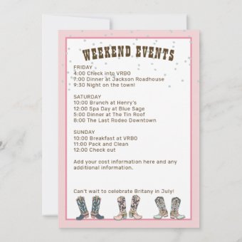 Pink Last Rodeo Bachelorette Party Invitation | Zazzle