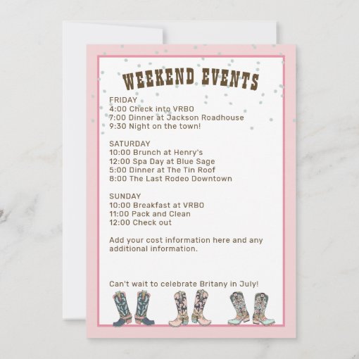 Pink Last Rodeo Bachelorette Party Invitation | Zazzle