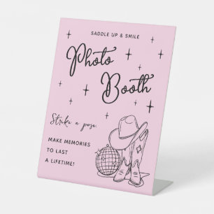 Pink Last Rodeo Bachelorette Party Photo Booth Pedestal Sign