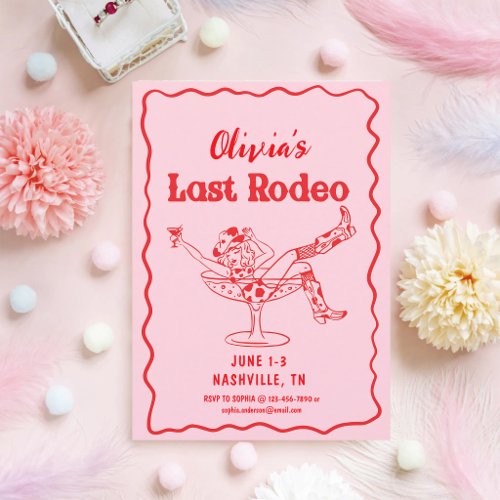 Pink Last Rodeo Cowgirl Bachelorette Invitation