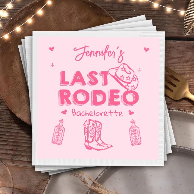 Pink Last Rodeo Cowgirl Bachelorette Party Napkins (Creator Uploaded)