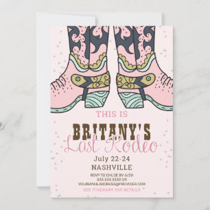 Pink Last Rodeo Nashville Cowgirl Bachelorette Invitation