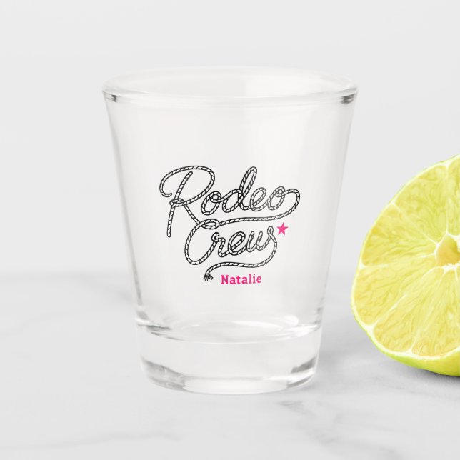 Pink Last Rodeo Western Bachelorette Party Shot Glass (Front)