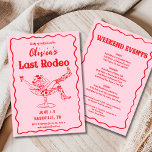 Pink Last Rodeo Whimsical Bachelorette Party Invitation<br><div class="desc">Get ready for an unforgettable Nashville bachelorette party with the girls! From honky-tonks to rooftop bars, indulge in Southern cuisine, sip on cocktails, and dance the night away to live country tunes. With surprises around every corner, this weekend promises laughter, friendship, and plenty of Instagram-worthy moments. Whether you're a Nashville...</div>