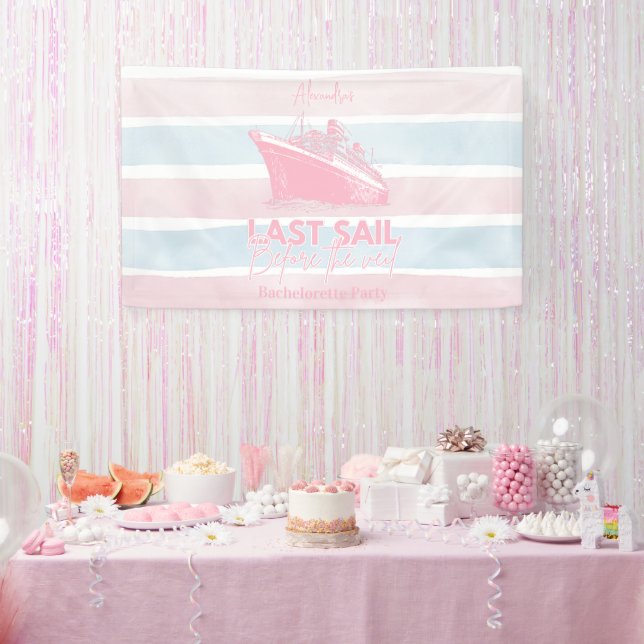 Pink Last Sail Before The Veil Bachelorette  Banner (Party)