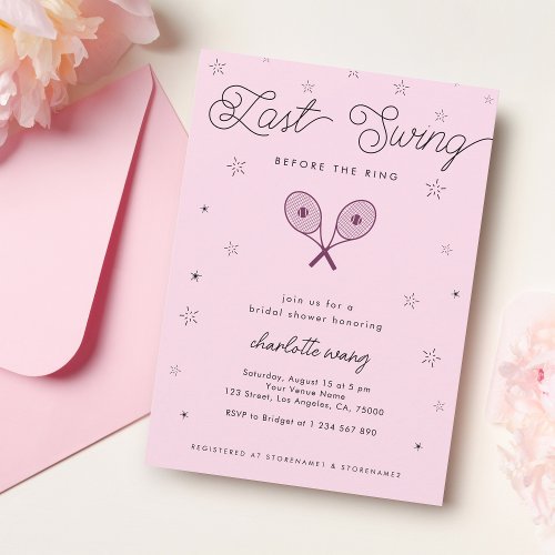 Pink  Last Swing Before the Ring Bridal Shower Invitation