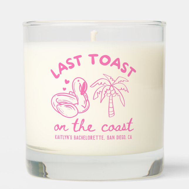 Pink Last Toast Bachelorette Party Candle (Front)