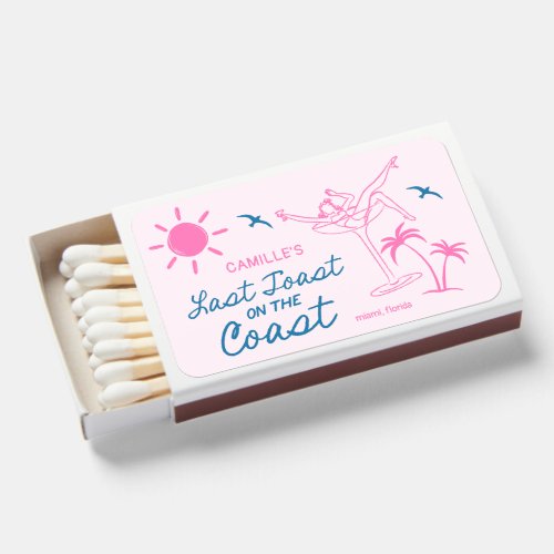 Pink Last Toast Beach Themed Bachelorette Matchboxes