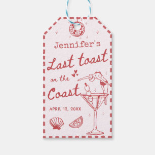 Pink Last Toast On The Coast Bachelorette Gift Tags