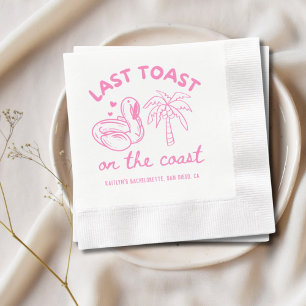 Pink Last Toast on the Coast Bachelorette Napkins