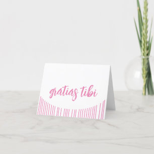 Pink Latin Letterpress Thank You Card