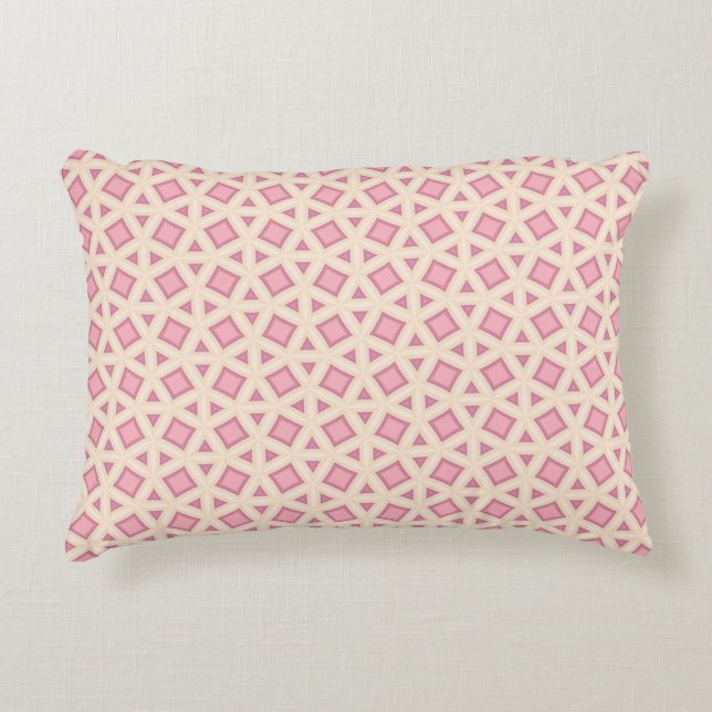 Pink Lattice Geometry Pattern Accent Pillow (Front)