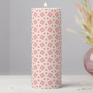 Pink Lattice Geometry Pattern Pillar Candle