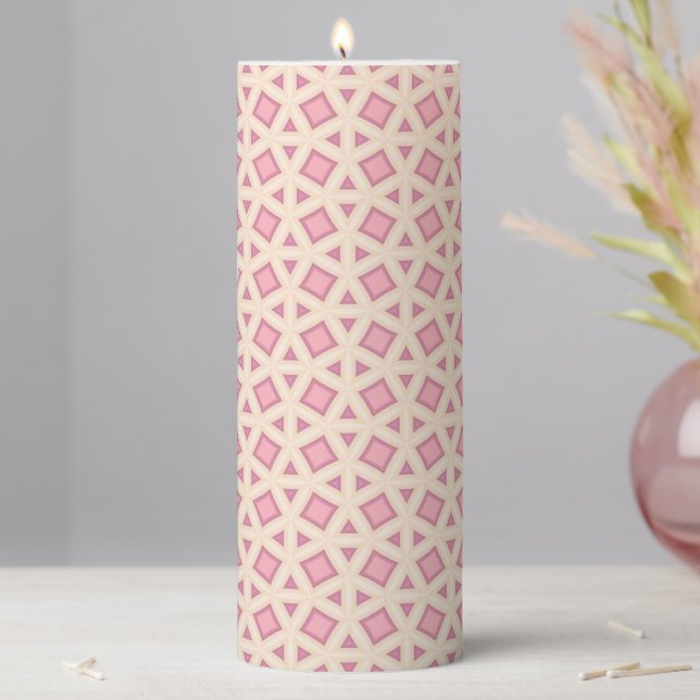 Pink Lattice Geometry Pattern Pillar Candle (In Situ)
