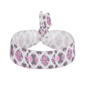 Pink Lattice Print Elastic Hair Tie