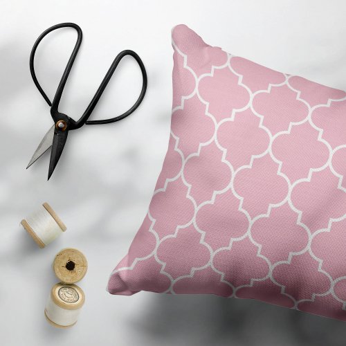 Pink Latticework Quatrefoil Moroccan Trellis Accent Pillow