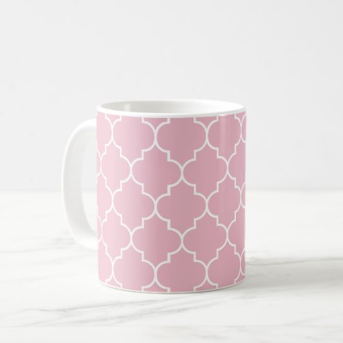 Pink Latticework Quatrefoil Moroccan Trellis Coffee Mug