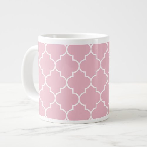 Pink Latticework Quatrefoil Moroccan Trellis Giant Coffee Mug