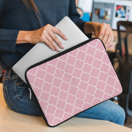 Pink Latticework, Quatrefoil, Moroccan Trellis Laptop Sleeve