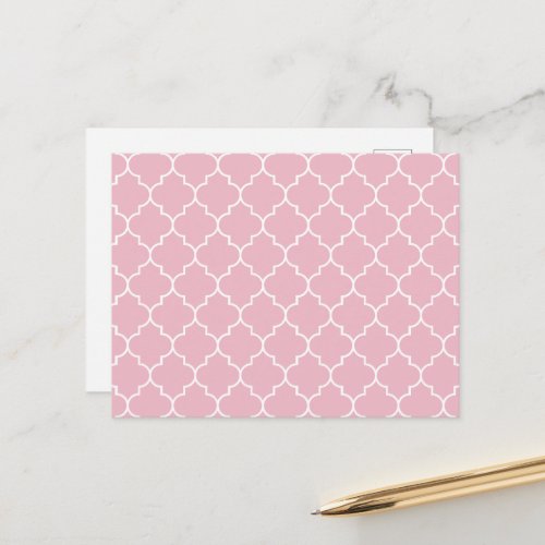 Pink Latticework Quatrefoil Moroccan Trellis Postcard