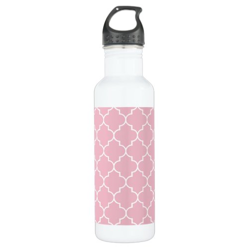 Pink Latticework Quatrefoil Moroccan Trellis Stainless Steel Water Bottle