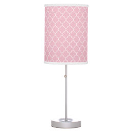 Pink Latticework, Quatrefoil, Moroccan Trellis Table Lamp