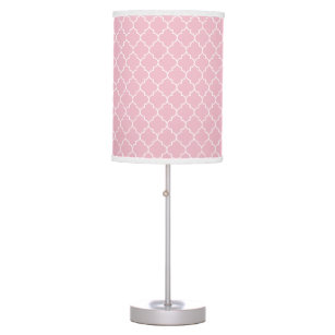 Pink Latticework, Quatrefoil, Moroccan Trellis Table Lamp