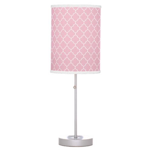 Pink Latticework Quatrefoil Moroccan Trellis Table Lamp