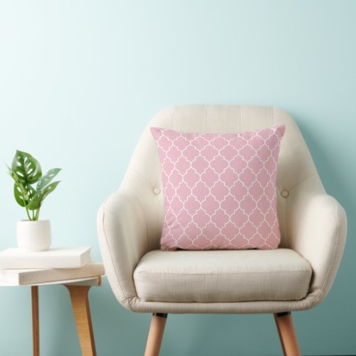 Pink Latticework Quatrefoil Moroccan Trellis Throw Pillow