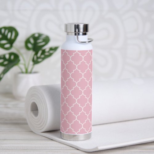 Pink Latticework Quatrefoil Moroccan Trellis Water Bottle