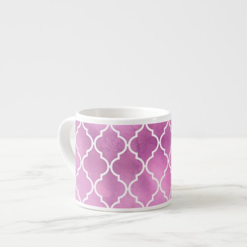 Pink Latticework Quatrefoil Trellis Watercolors Espresso Cup