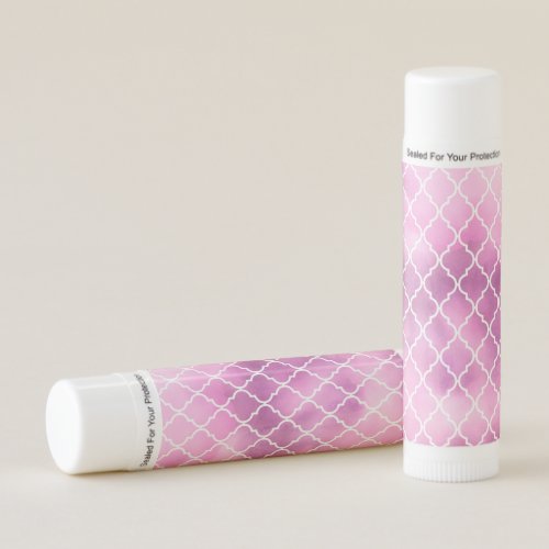 Pink Latticework Quatrefoil Trellis Watercolors Lip Balm