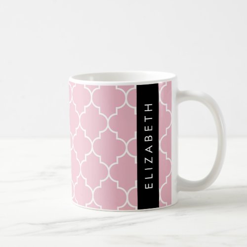 Pink Latticework Quatrefoil Trellis Your Name Coffee Mug