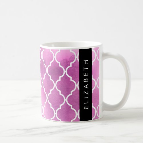 Pink Latticework Trellis Watercolors Your Name Coffee Mug