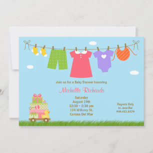 Pink Laundry Baby Shower Invitation
