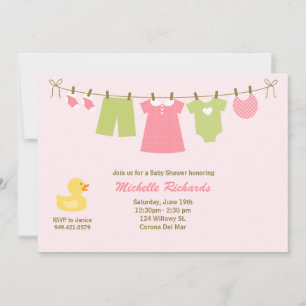 Pink Laundry Baby Shower Invitation