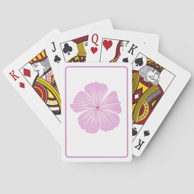 Pink Lavatera Flower Poker Cards (Back)