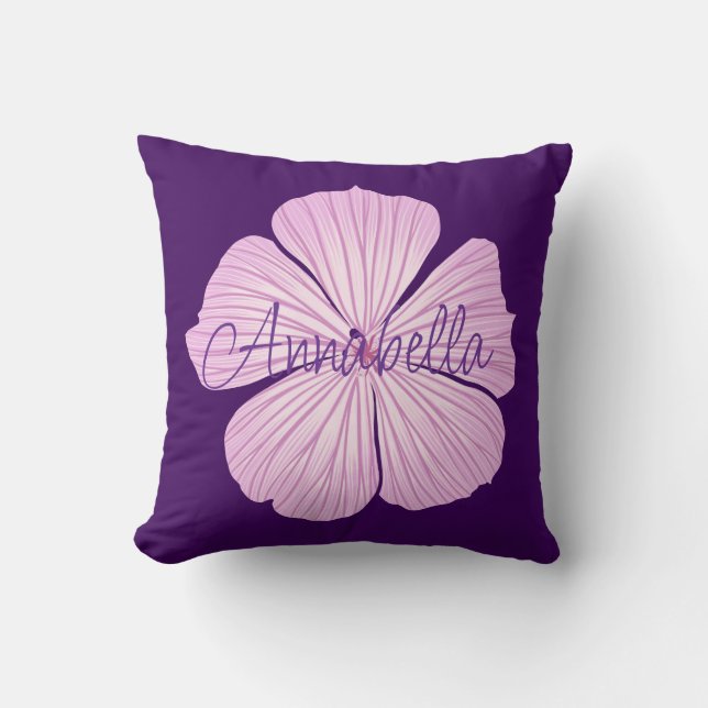 Pink Lavatera Flower Throw Pillow (Front)