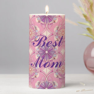 Pink Lavender AI Art Best Mom Candle
