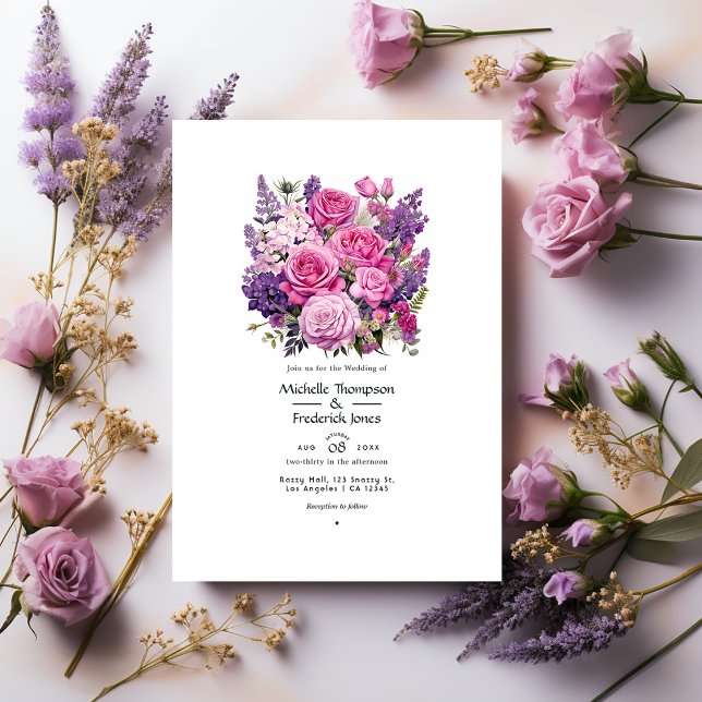Pink-Lavender and Almost-Mauve Floral Wedding Invitation (Creator Uploaded)