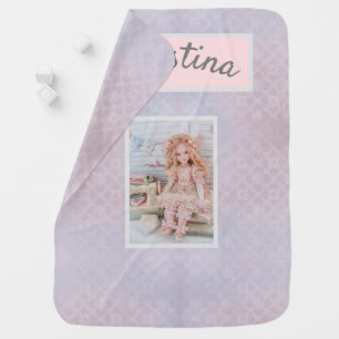Pink Lavender and Cute Doll Baby Blanket