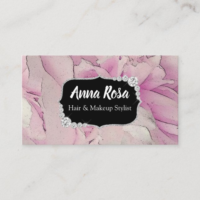 *~* Pink Lavender Bling Diamond Abstract Business Card (Front)