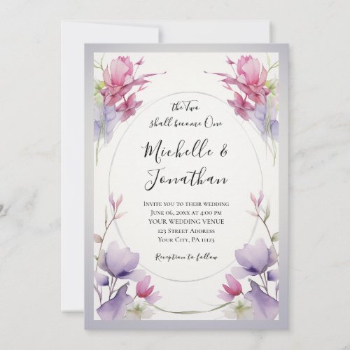 Pink Lavender Botanical Garden Floral Christian Invitation