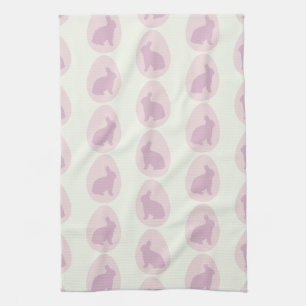 Pink & Lavender Bunny Egg Pattern Kitchen Towel