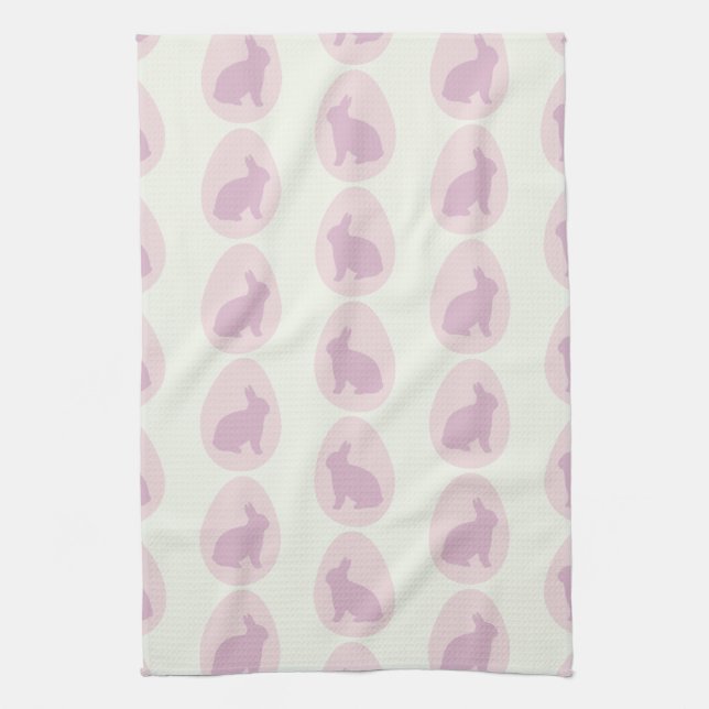 Pink & Lavender Bunny Egg Pattern Kitchen Towel (Vertical)
