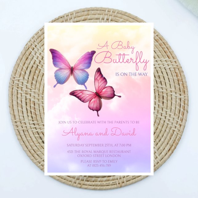 Pink Lavender Butterfly Baby Shower Invitation (Creator Uploaded)