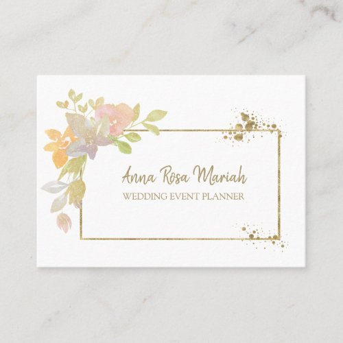 *~* Pink Lavender Elegant Gold Flower Glitter Business Card